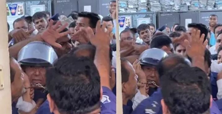 আদালত প্রাঙ্গণে সাবেক আইনমন্ত্রী আনিসুল হককে কিল-ঘুষি