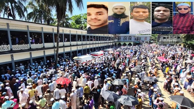 কানাইঘাটে একসঙ্গে ৫ প্রবাসীর জানাজা, হাজারো মানুষের অশ্রুসিক্ত বিদায়